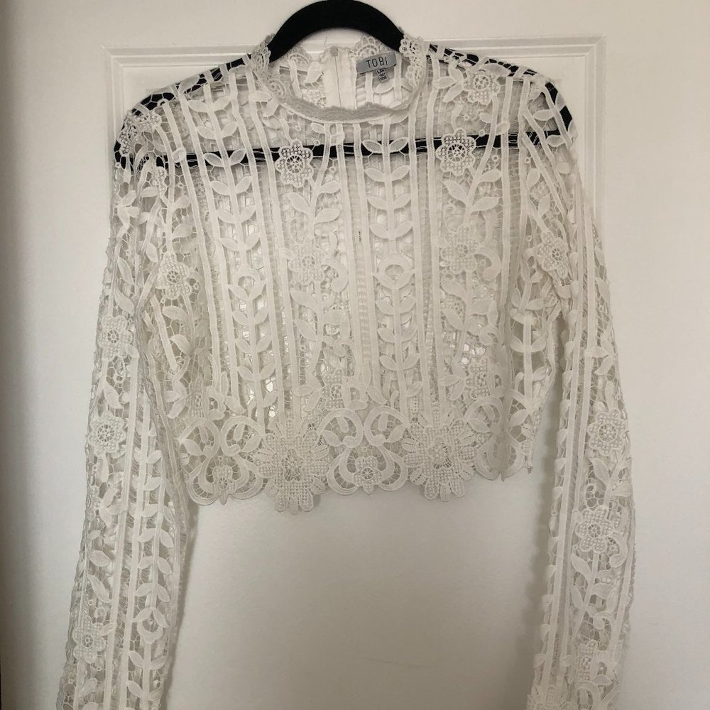 White Lace Crop Top
